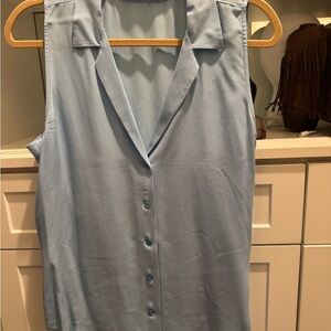 Equipment 100% Pure Silk Light Blue Sleeveless Blouse